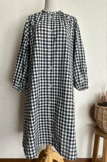 미사용 새상품급 사만사 모스모스 blue 체크 원피스 F