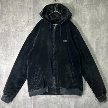 시부 페이드 벨로아 충전솜 후드티 블랙 자수 로고 아카이브