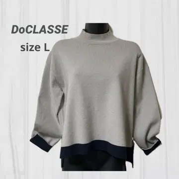 두클라쎄 하이넥 상의 바이컬러 니트