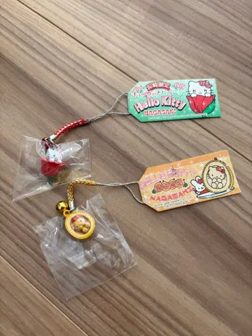 [ 미사용품 ] 고토치 키티 헬로키티 스트랩 나가사키 한정판 2점
