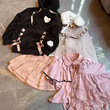 블랙 플리스 후드티 코트 앙크루즈 허니시나몬 등