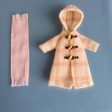 리카짱 의류 핸드메이드 체크 더플 코트 & 머플러