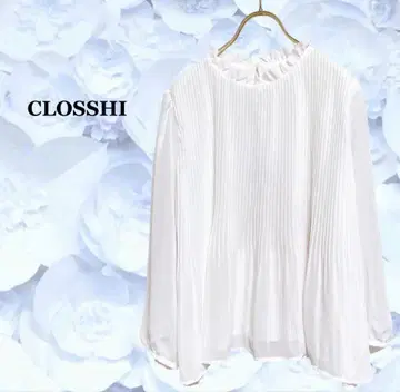 크로시 셔츠 블라우스 [ XL ] 화이트 흰색 큰 프릴 턱 비침