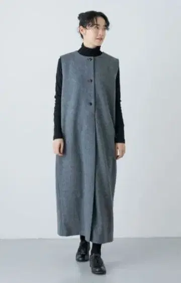 카구레 울 턱 오버롤 스커트