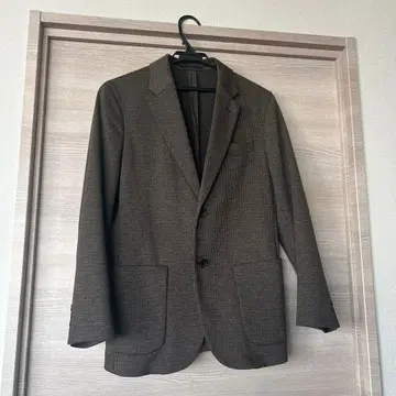 유니클로 감동 자켓 브라운 체크 S