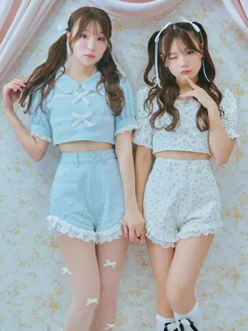 Me roir 펄 레이스 숏팬츠 미로와르 후리 꽃무늬