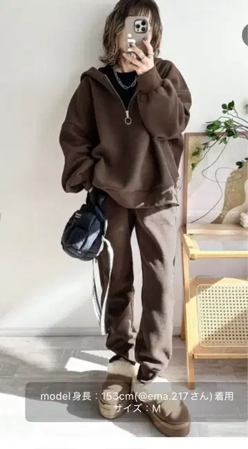 AMERI 브라운 후디 셋업 M 사이즈