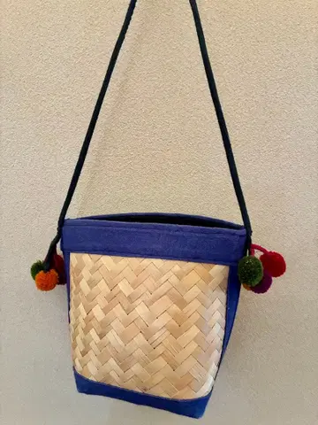 숄더백 세련된 바스켓백 귀여운 대나무 바스켓 내추럴 라오스