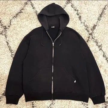 00s 러셀 애슬레틱스 블랙 무지 지퍼 후드티