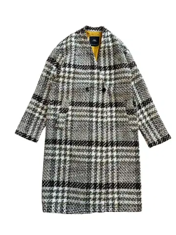 ZARA 레어 체크 무늬 트위드 노카라 코트 XS 사이즈