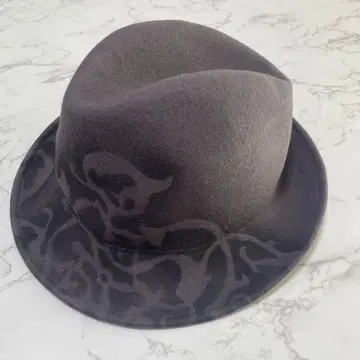 새상품급 이탈리아제 그레이 기하학 패턴 울 중절 햇 모자 남성용