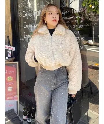 숏 인조 모피 블루종