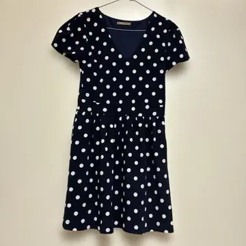 MAILLE DEMOISELLE 네이비 도트 반팔 미니 원피스