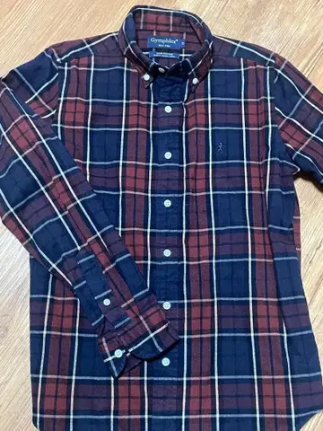 Gymphlex 체크 무늬 셔츠 긴팔 네이비/레드