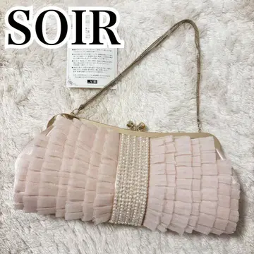 새상품급 SOIR 프릴 모조 진주 파티 백 샴페인 핑크