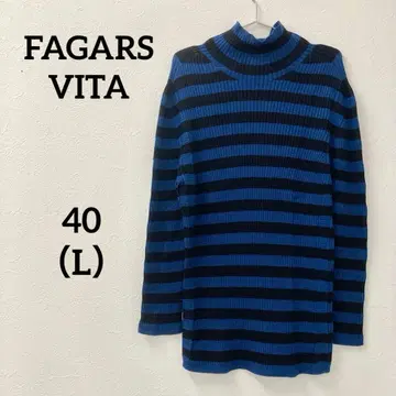 FAGARS VITA 보더 니트 터틀넥 긴팔 40