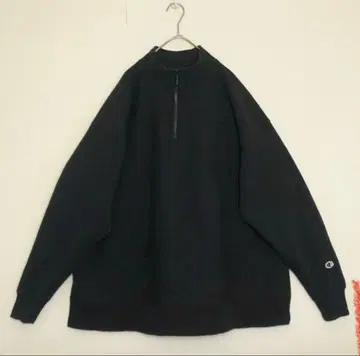 새상품급 레어 파랑 택 하프 지퍼 리버스 위브 챔피온 맨투맨 블랙