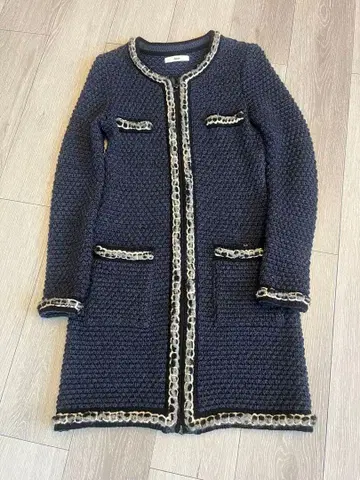 르네 네이비 니트 롱 코트