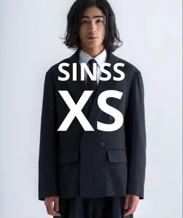 SINSS 트위드 더블 테일러드 자켓 XS 차콜