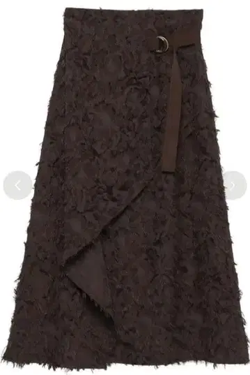 anuans 아뉴앙스 프린지 자카드 랩 플레어 스커트 BROWN