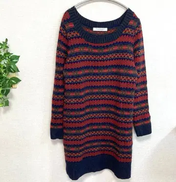 BEAUTY&YOUTH 올 패턴 긴팔 니트 원피스