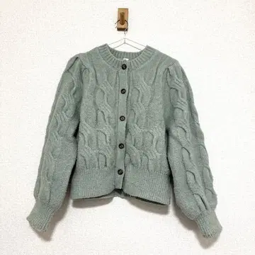 미라 오웬 가디건 니트 그린 블루 상의