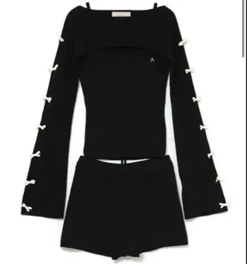 Cindy ribbon knit setup black ANDMARY