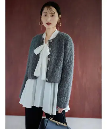 SNIDEL 스나이델 Sustainable 퍼라이크 니트 자켓