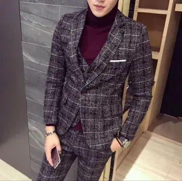 수트 셋업 자켓 하의 베스트 3종 세트 블랙 정장