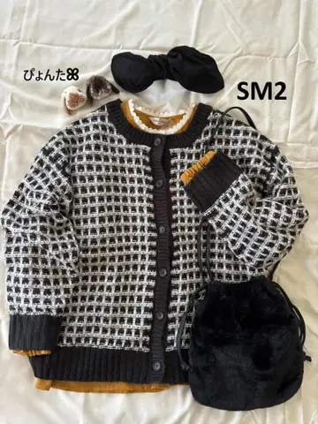 미사용 새상품 래번 편직 전후 2WAY 니트*블랙