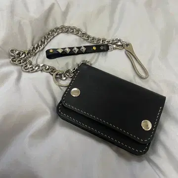 체인 달린 천연 가죽 지갑