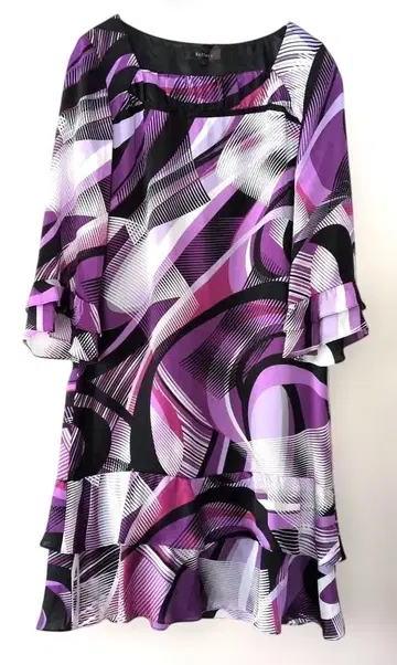 화려한 추상 패턴의 A라인 원피스 튜닉 원피스