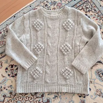 CLANE 케이블 짜임 긴팔 니트 라이트 그레이