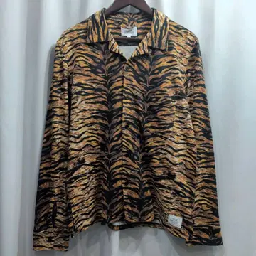 새상품급 CLIMIE 클라이미 호랑이 패턴 오픈 카라 셔츠 M 타이거