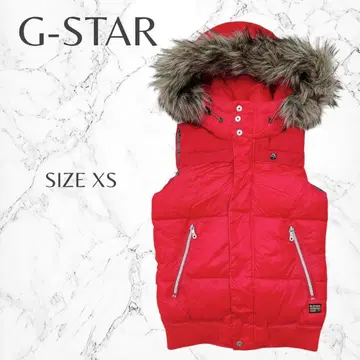 [지스타] 작은 사이즈 포인트 컬러 퍼 후드 베스트 자켓 XS 고품질