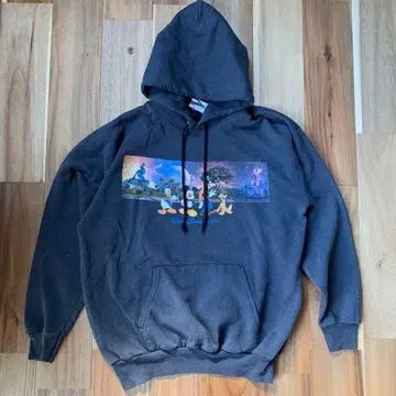 Walt Disney World 후드티 페이드 다크 그레이 빈티지