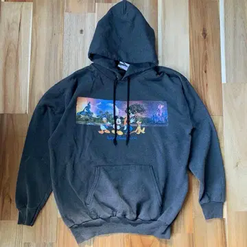 Walt Disney World 후드티 페이드 다크 그레이 빈티지