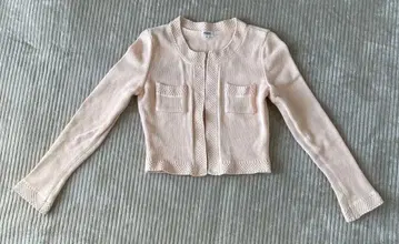 폭시 40 사이즈 코튼 니트 자켓 볼레로 가디건 노카라