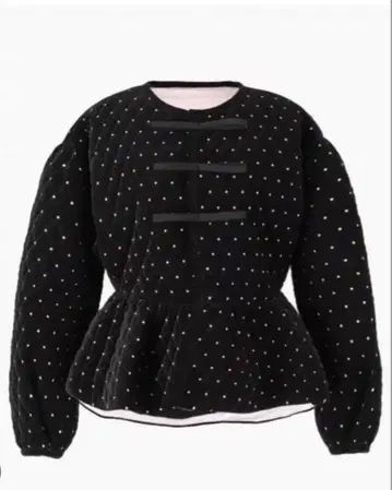 Bibiy 블랙 도트 무늬 퀼팅 자켓 F 사이즈