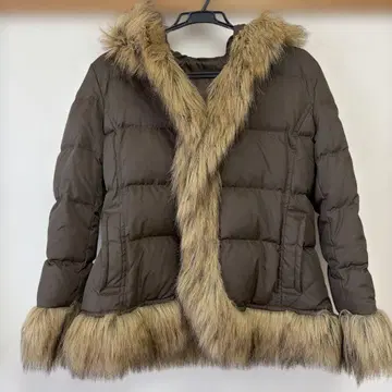 UNIQLO 브라운 다운 자켓 XL 인조 모피 포함