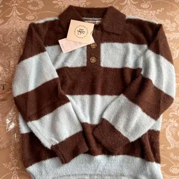 LARTIGENT 보더 니트 블루 x 브라운