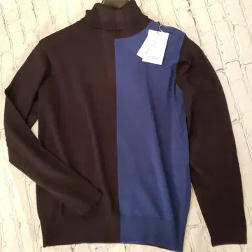 GE-STYLE 블랙 블루 2톤 터틀넥 니트