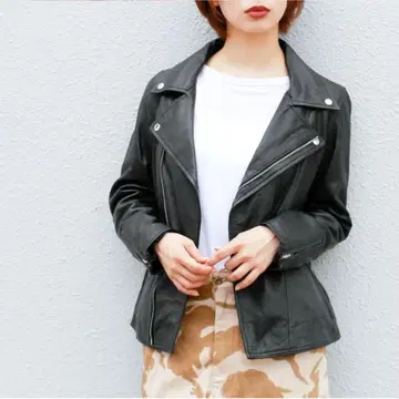 [ 새상품 ] 가죽 자켓 라이더스 더블 라이더스 블랙 가죽 자켓001XS