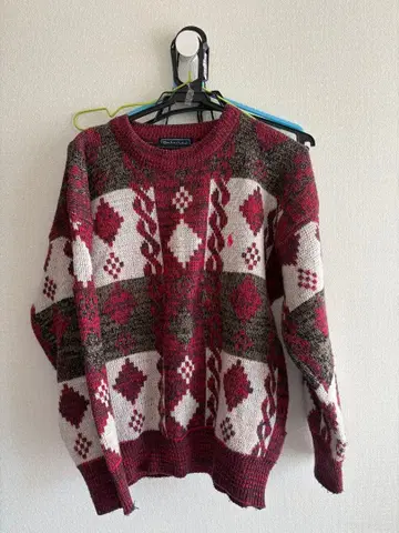 POLO 기하학 패턴 긴팔 니트 스웨터