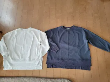 슈라루 월드 긴팔 티셔츠 2개 세트 화이트 다크 그레이 새상품급