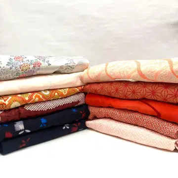 기모노 원단 다색 꽃무늬 잎 무늬 묶음 판매 11벌