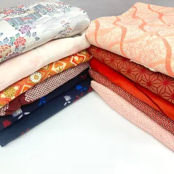 기모노 원단 다색 꽃무늬 잎 무늬 묶음 판매 11벌