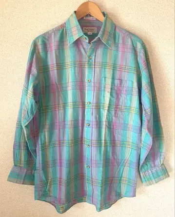 Paul Stuart 인디언 코튼 체크 무늬 긴팔 셔츠 M