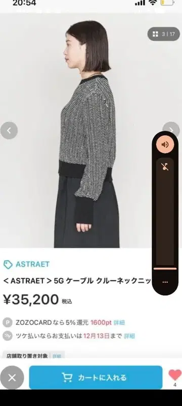 ASTRAET 5G 케이블 크루넥 니트