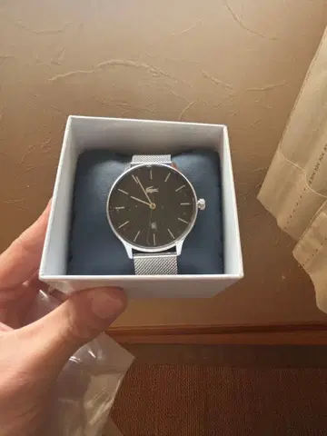 LACOSTE 블랙 손목시계 메쉬 밴딩